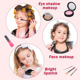 Kids Pretend Makeup Kit for Girl - Pretend Play Beauty Set with Cosmetics Bag Fake Makeup Princess Toys for Little Girls Christmas Birthday Gifts (Not Real Makeup)