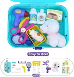 Pet Care Play Set Pretend Play Feeding Dog Backpack Vet Kit Educational Games Animals Toys for Kids Children (16 pcs)