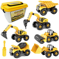 DIY Take-Apart Trucks Construction Vehicles Excavators DIY Building Educational Gift Toys for Boys Girls Age 3 4 5 (104PCS)