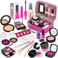 Kids Pretend Makeup Kit for Girl - Pretend Play Beauty Set with Cosmetics Bag Fake Makeup Princess Toys for Little Girls Christmas Birthday Gifts (Not Real Makeup)