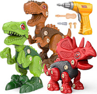 Sanlebi Toy for 4 5 6 7 Year Old Boys Take Apart Dinosaur Toys for Kids Building Toy Set with Electric Drill Construction Engineering Play Kit STEM Learning for Boys Girls Age 3 4 5 Year Old